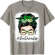 Bus Driver Women Messy Bun St Patrick's Day Shamrock T-Shirt - T-Shirt | Sand