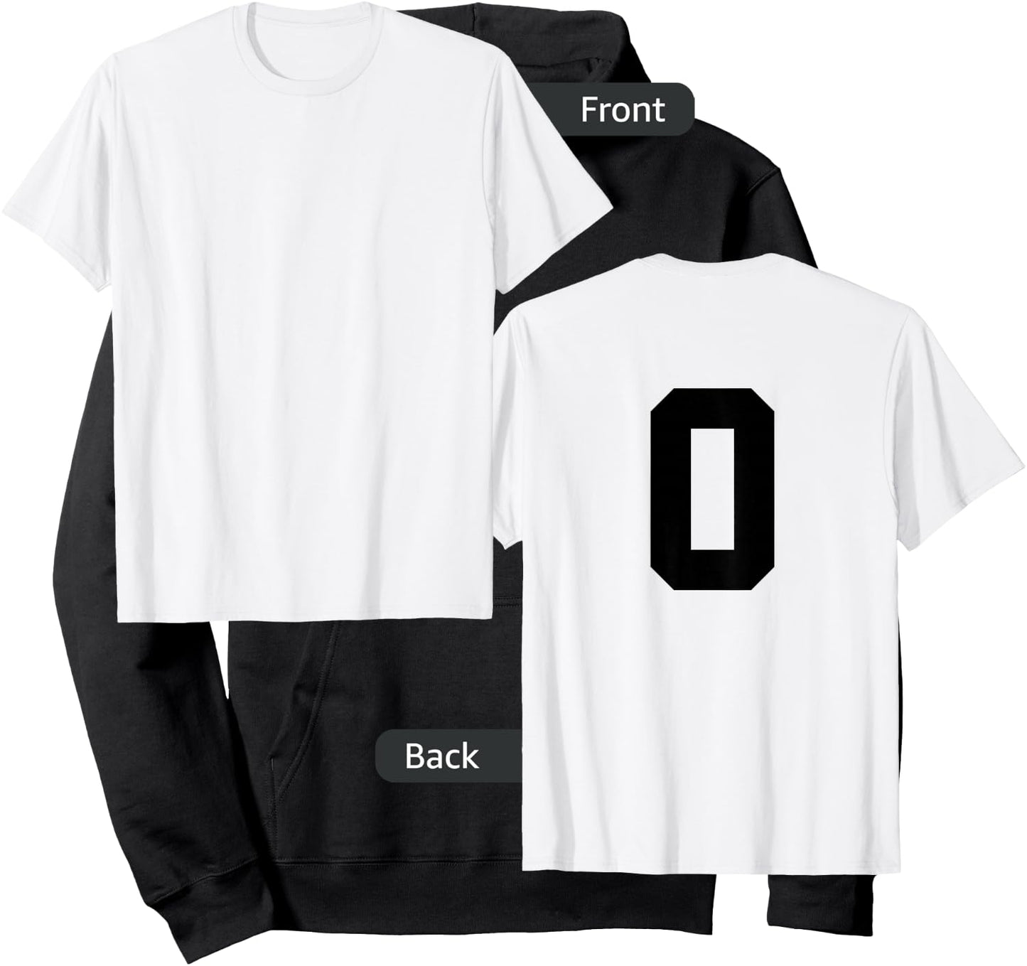 Number 0 (on Back) Sport Team Number Jersey Hoodie - Hoodie | Black