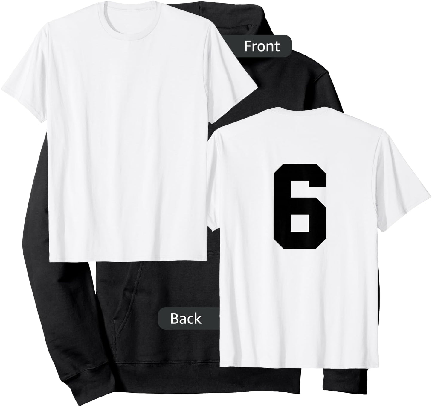 Number 6 (on Back) Sports Team Jersey Number Hoodie - Hoodie | Black