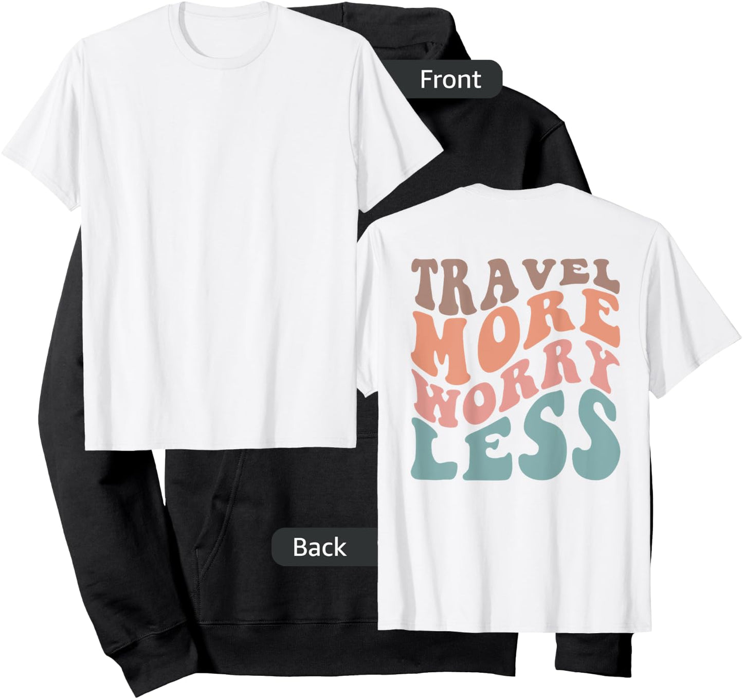 Groovy Travel More Worry Less Funny Retro Girls Woman (back) Hoodie - Hoodie | Black