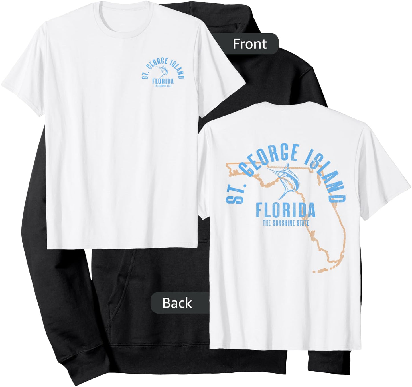 St. George Island Florida FL Vintage Beach Front & Back Hoodie - Hoodie | Black