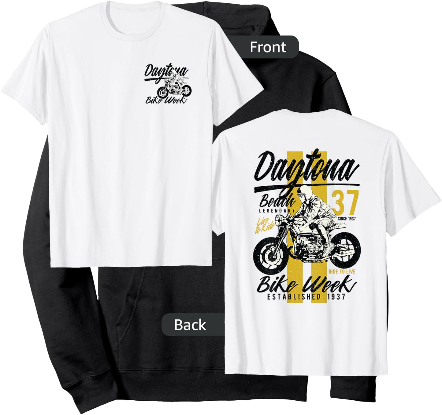 Daytona Beach Bike Week Retro Distressed Motorcycle Design Men Women Kids Hoodie - Hoodie | Black