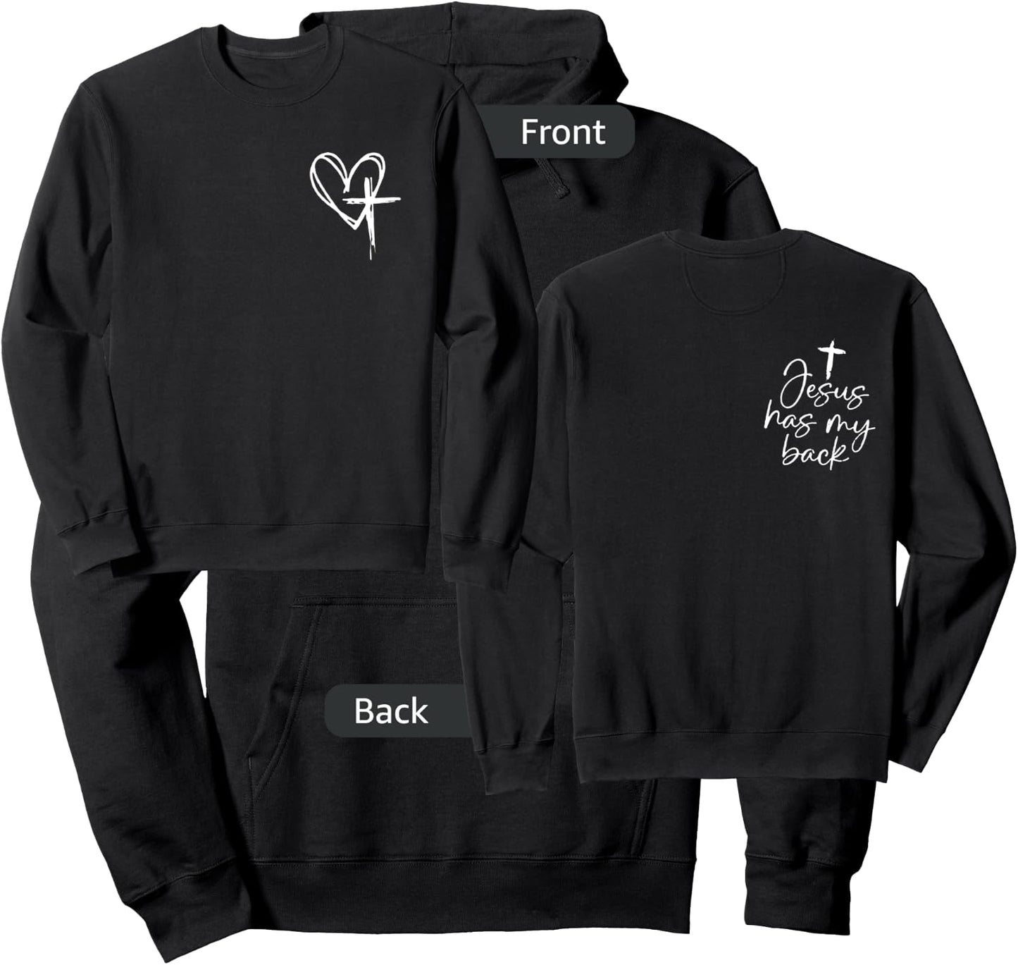 Jesus Has My Back Hoodie - Hoodie | Black