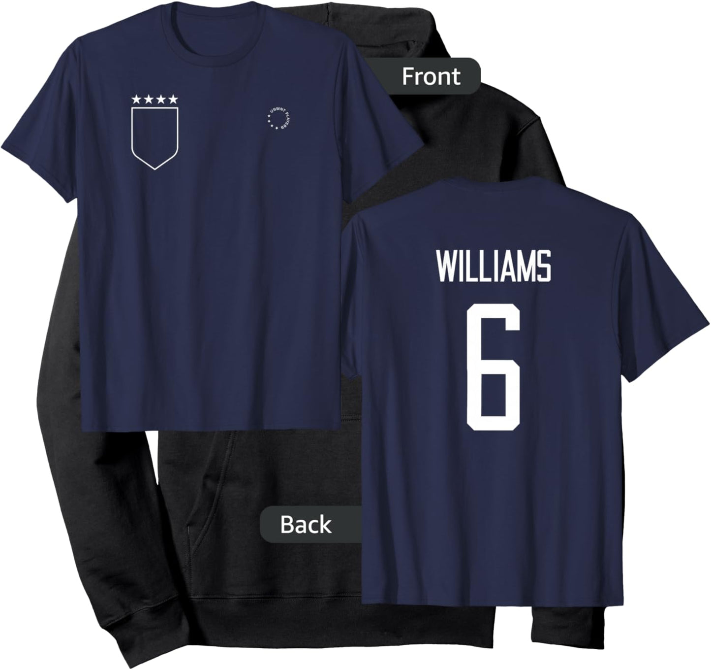 Lynn Williams 6: Name & Number on Back - USWNT Soccer Hoodie - Hoodie | Black