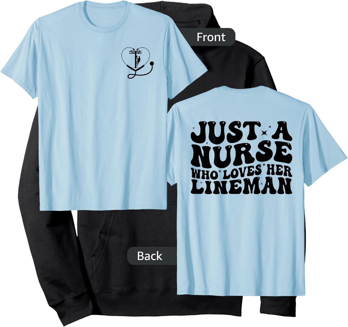 Lineman Wife Just a Nurse Who Loves Her Lineman Cool Nurse Hoodie - Hoodie | Black