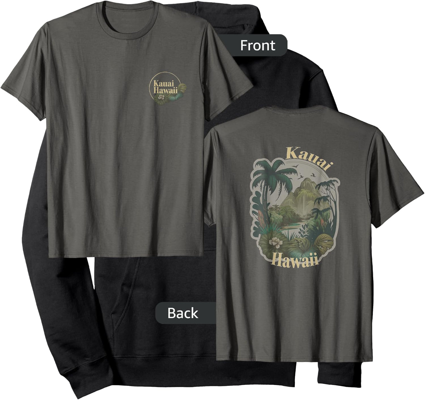 Best Hawaiian Gifts Ideas Kauai Tropical Vintage Hawaiian Women's Grey Classic Fit Short Sleeve Small Hoodie - Hoodie | Black