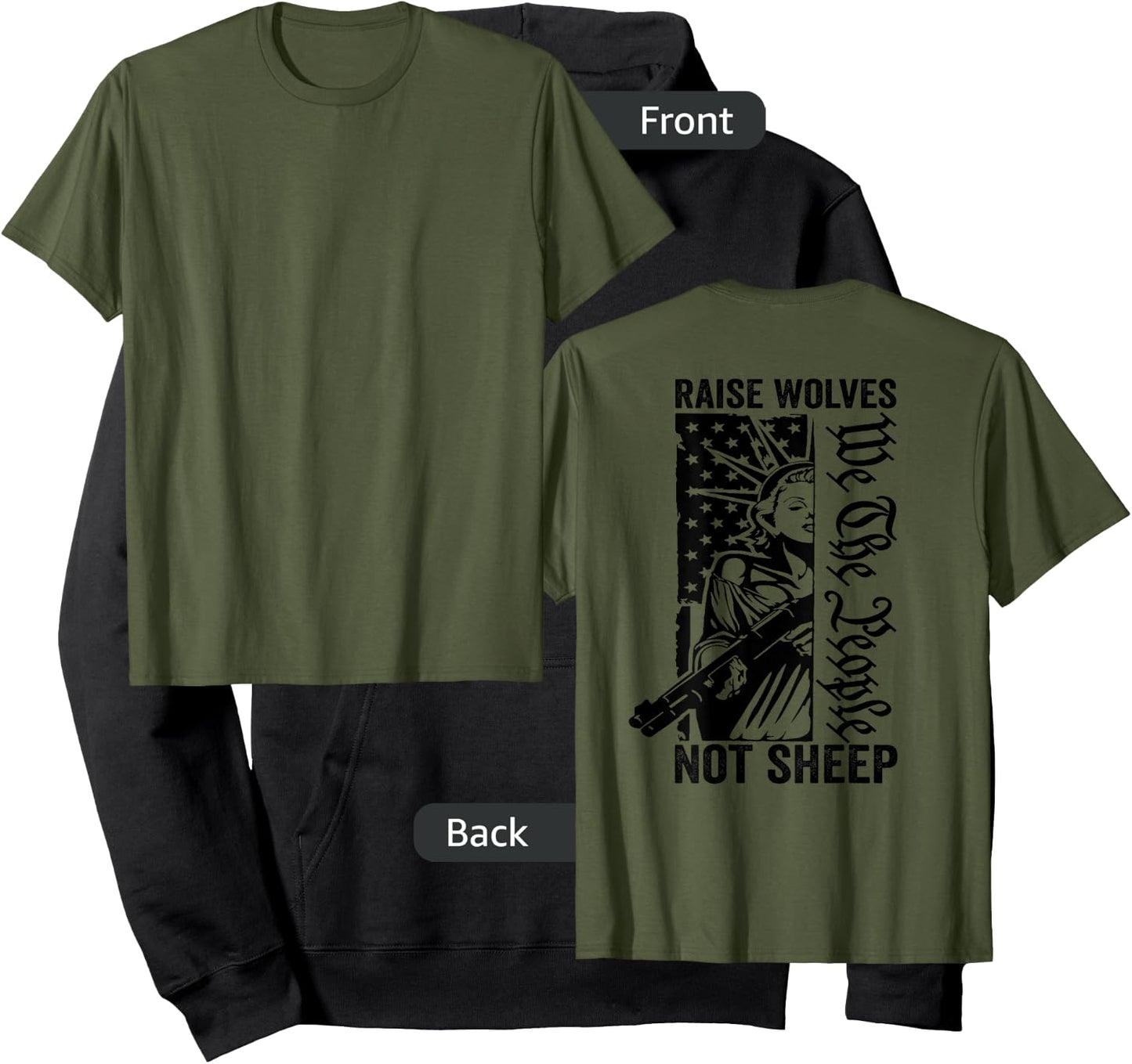 Raise Wolves Not Sheep - Liberty Lady USA Pro Guns (ON BACK) Hoodie - Hoodie | Black