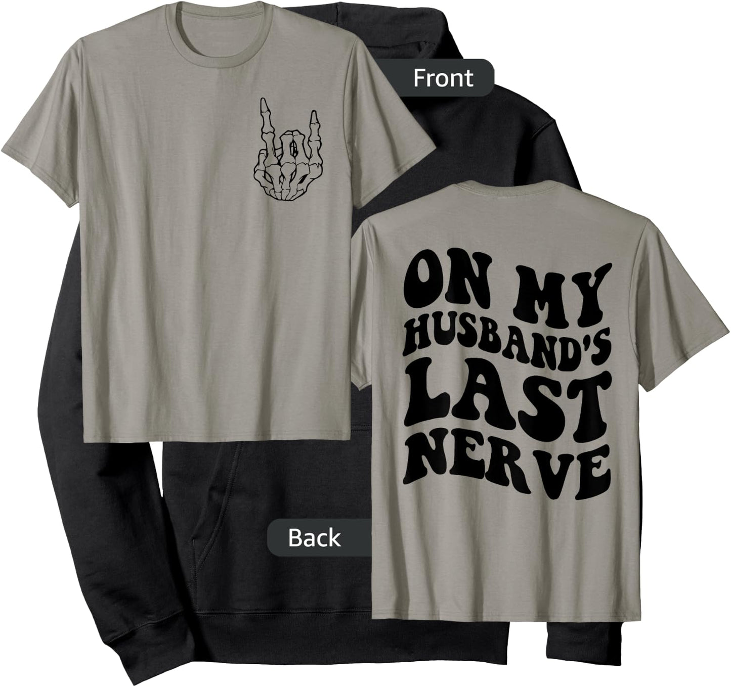 On My Husband's Last Nerve Funny on Back Women Hoodie - Hoodie | Black