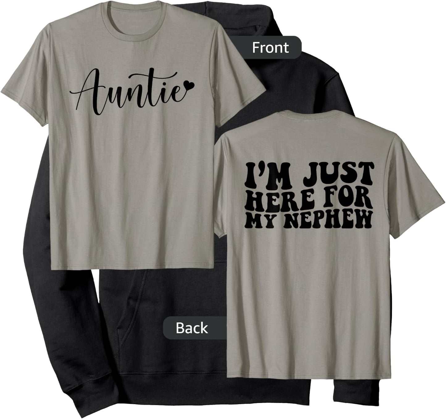 Auntie Heart I'm Just Here for My Nephew Funny Aunt Quote Hoodie - Hoodie | Black