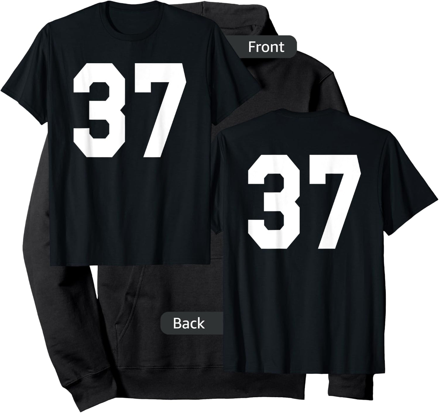 Number 37 Sports Jersey Front and Back Team Player Hoodie - Hoodie | Black
