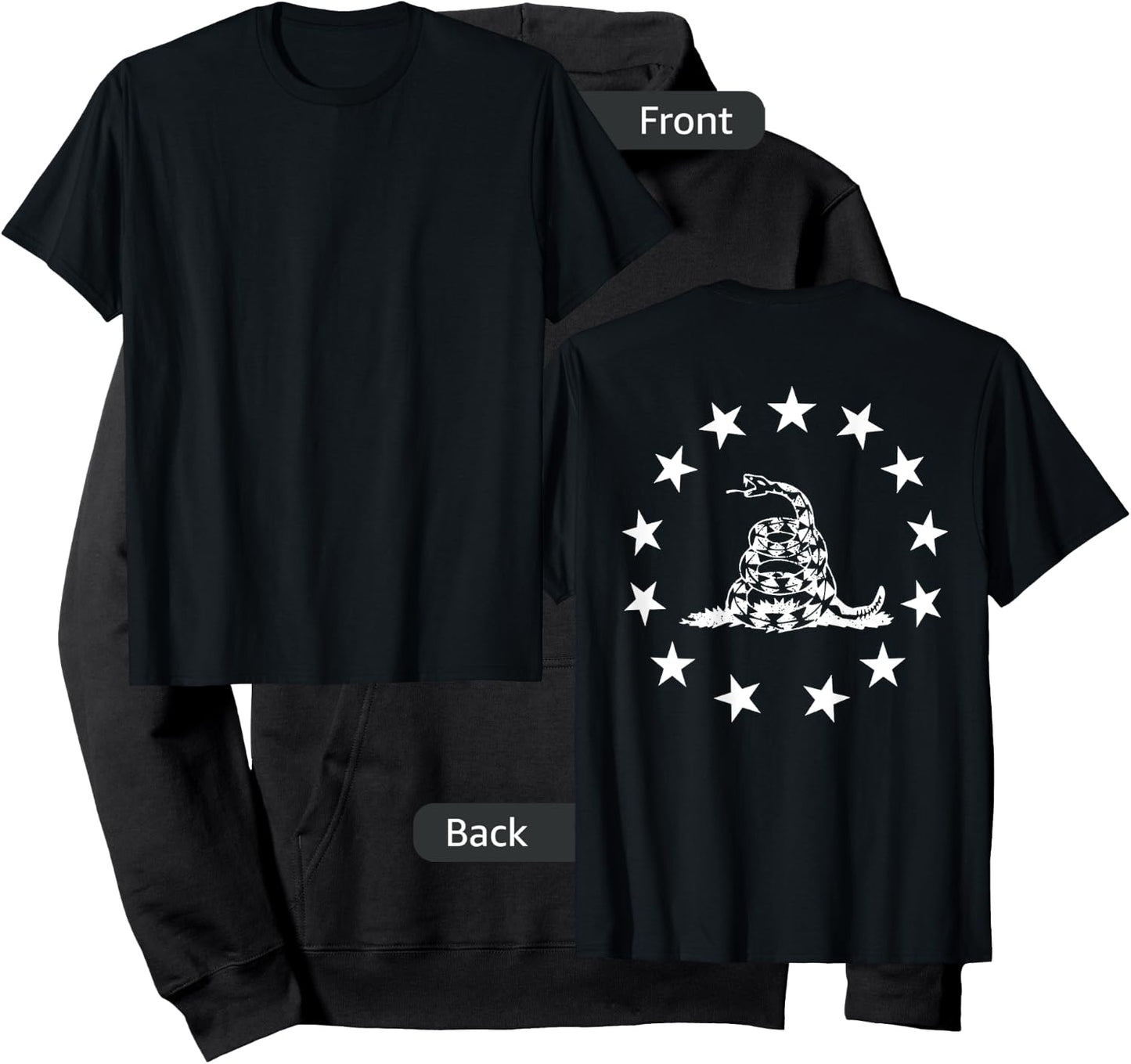 Betsy Ross Gadsden Flag (on back) Hoodie - Hoodie | Black