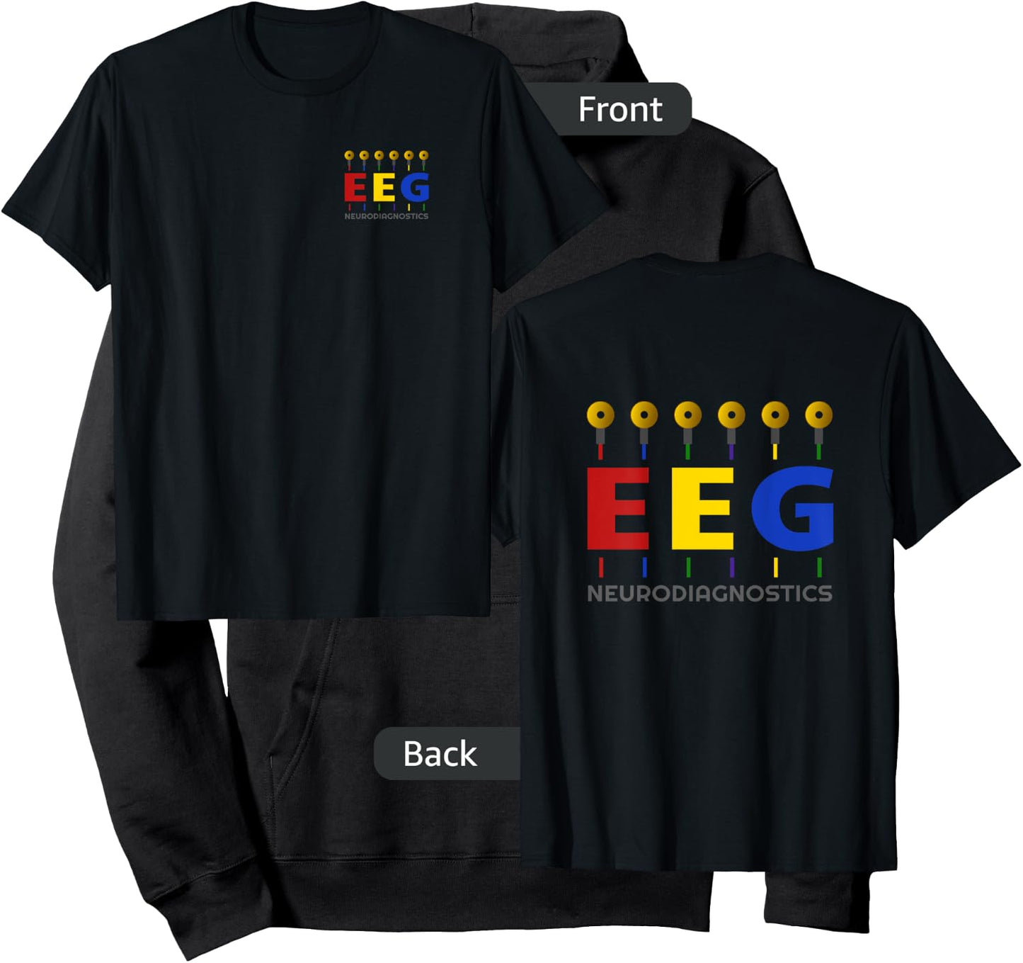 EEG Technologist - Neurology - Front/Back - Colorful EEG Hoodie - Hoodie | Black