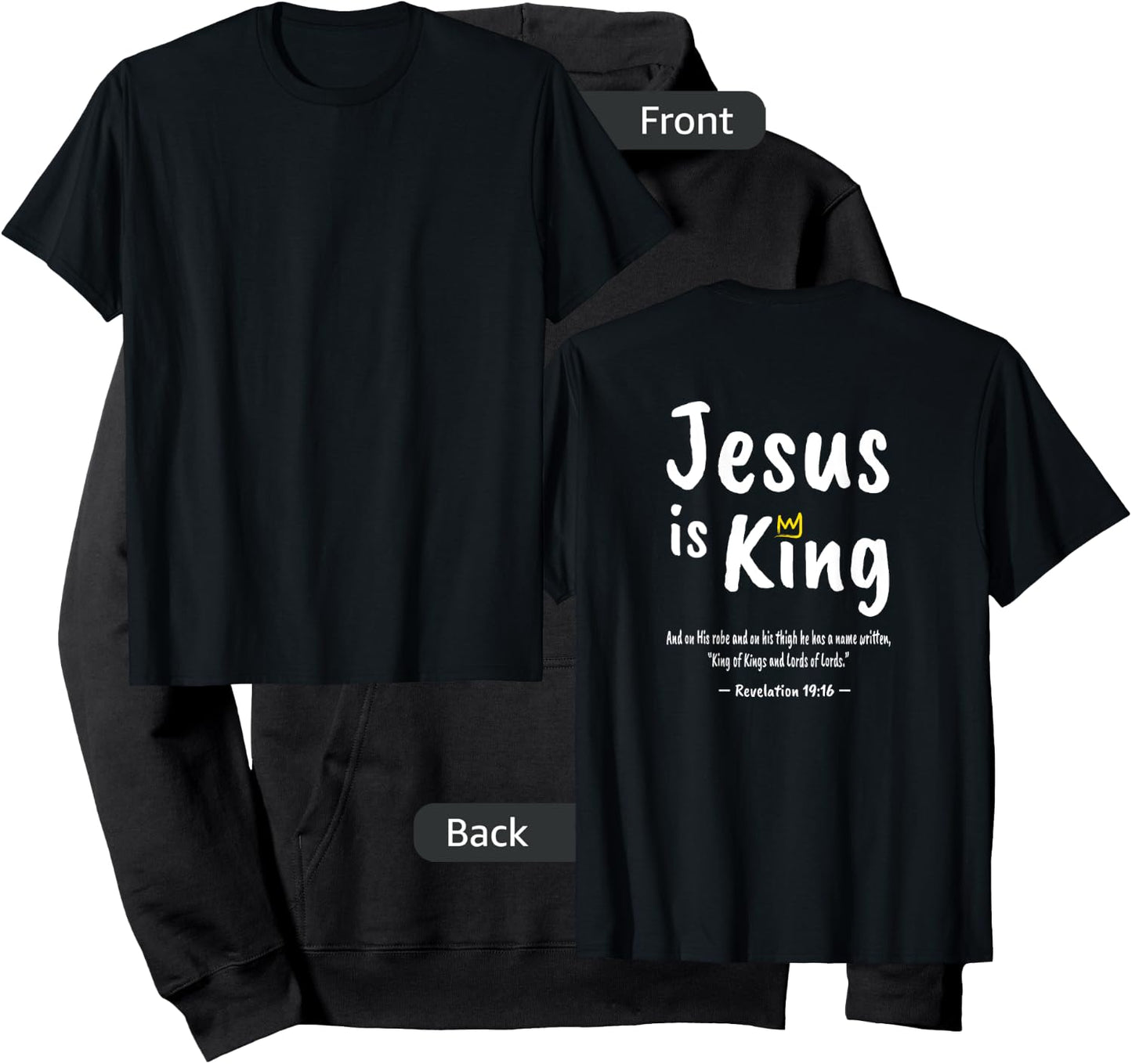 Christian Faith Revelation 19:16 Jesus Is King Christianity Hoodie - Hoodie | Black
