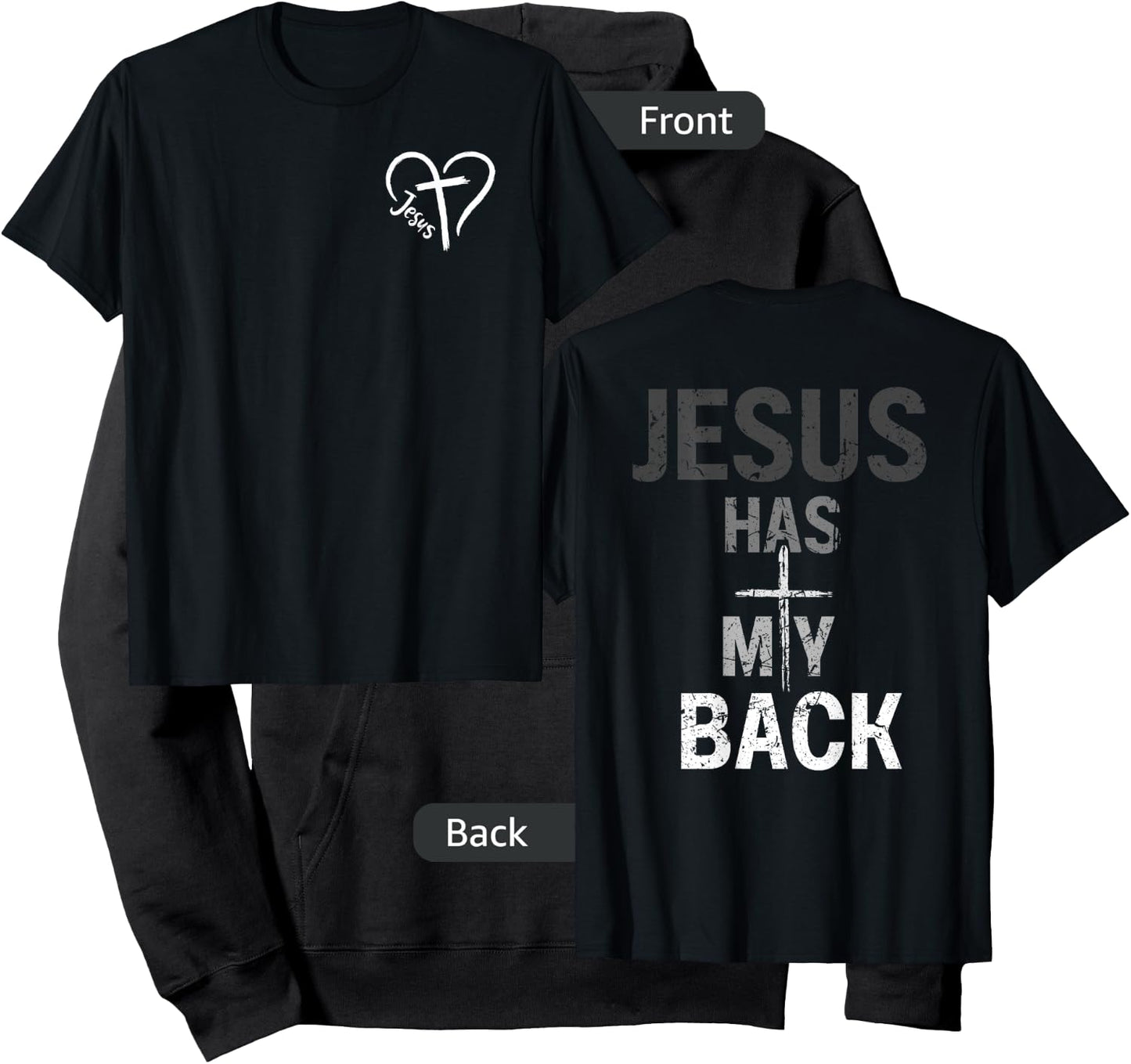 Christian Jesus Has My Back Retro (Front and back) Hoodie - Hoodie | Black