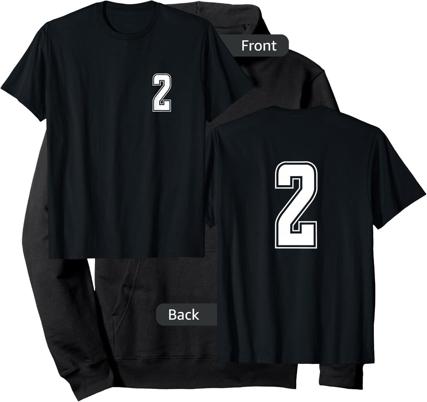 White Number 2 Team Junior Sports Numbered Uniform Hoodie - Hoodie | Black