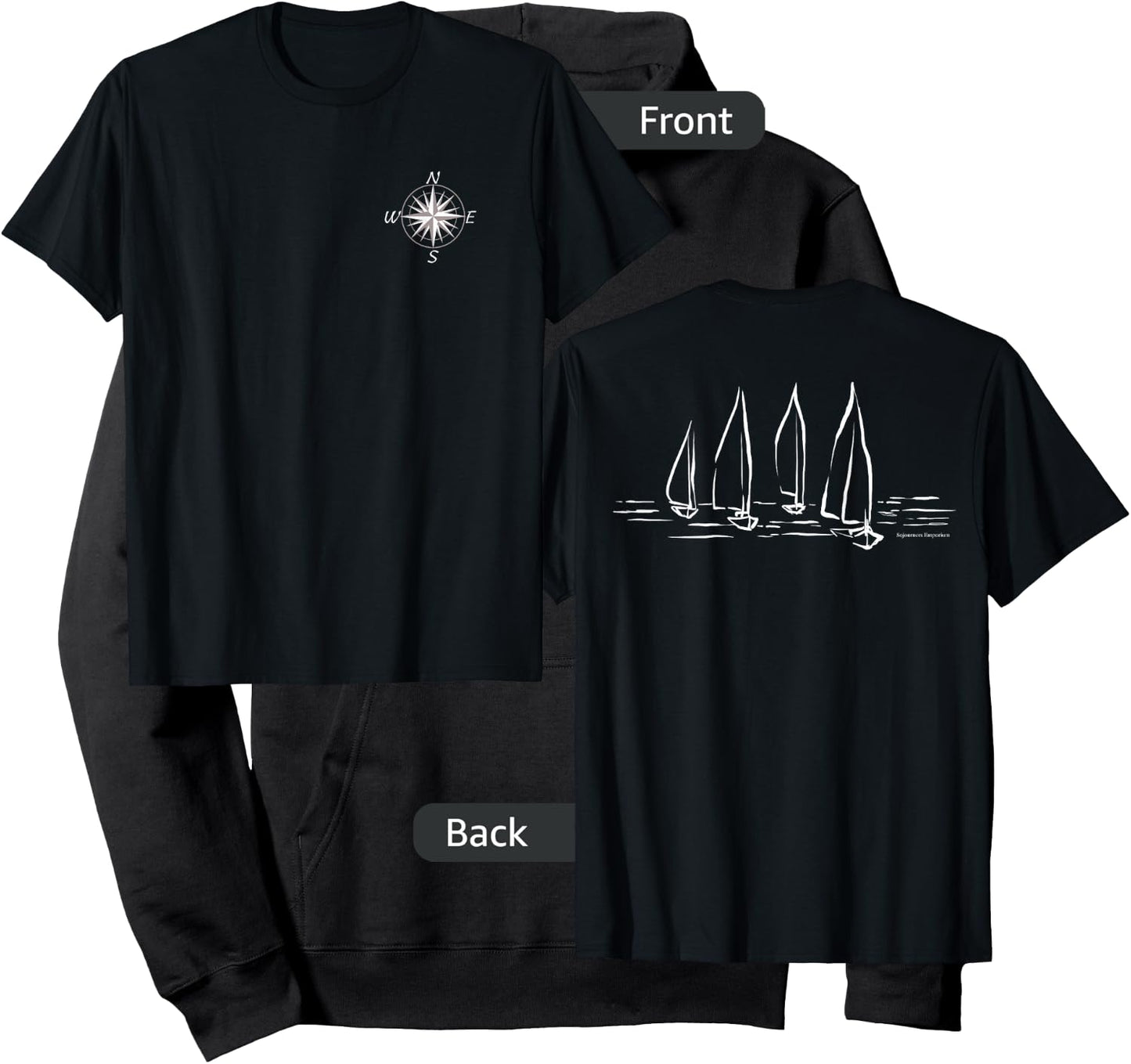 Sailboats Compass Rose Nautical Design Men’s Boating Sailing Hoodie - Hoodie | Black