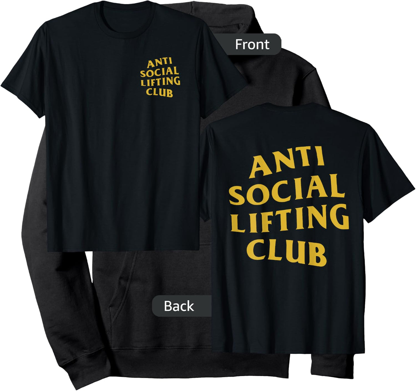 Anti Social Lifting Club: Gold (Front + Back) Hoodie - Hoodie | Black