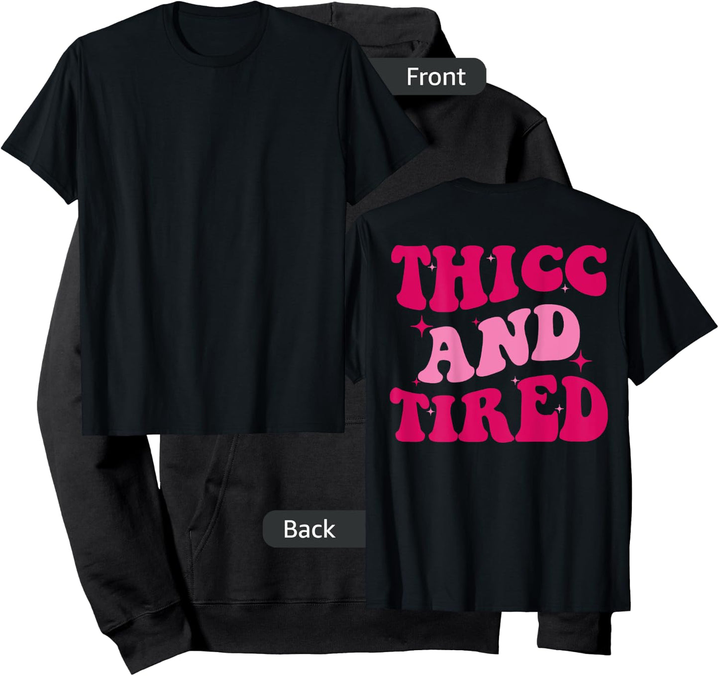 Thicc And Tired Funny Saying Groovy Women Hoodie - Hoodie | Black