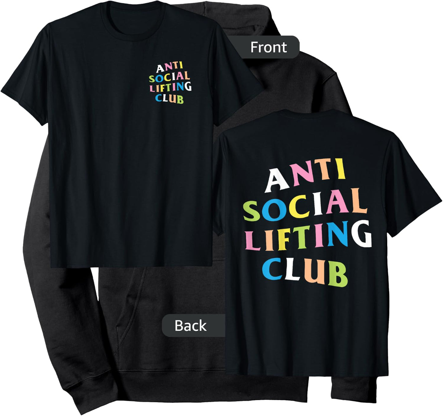 Anti Social Lifting Club: Rainbow Logo (Front + Back) Hoodie - Hoodie | Black