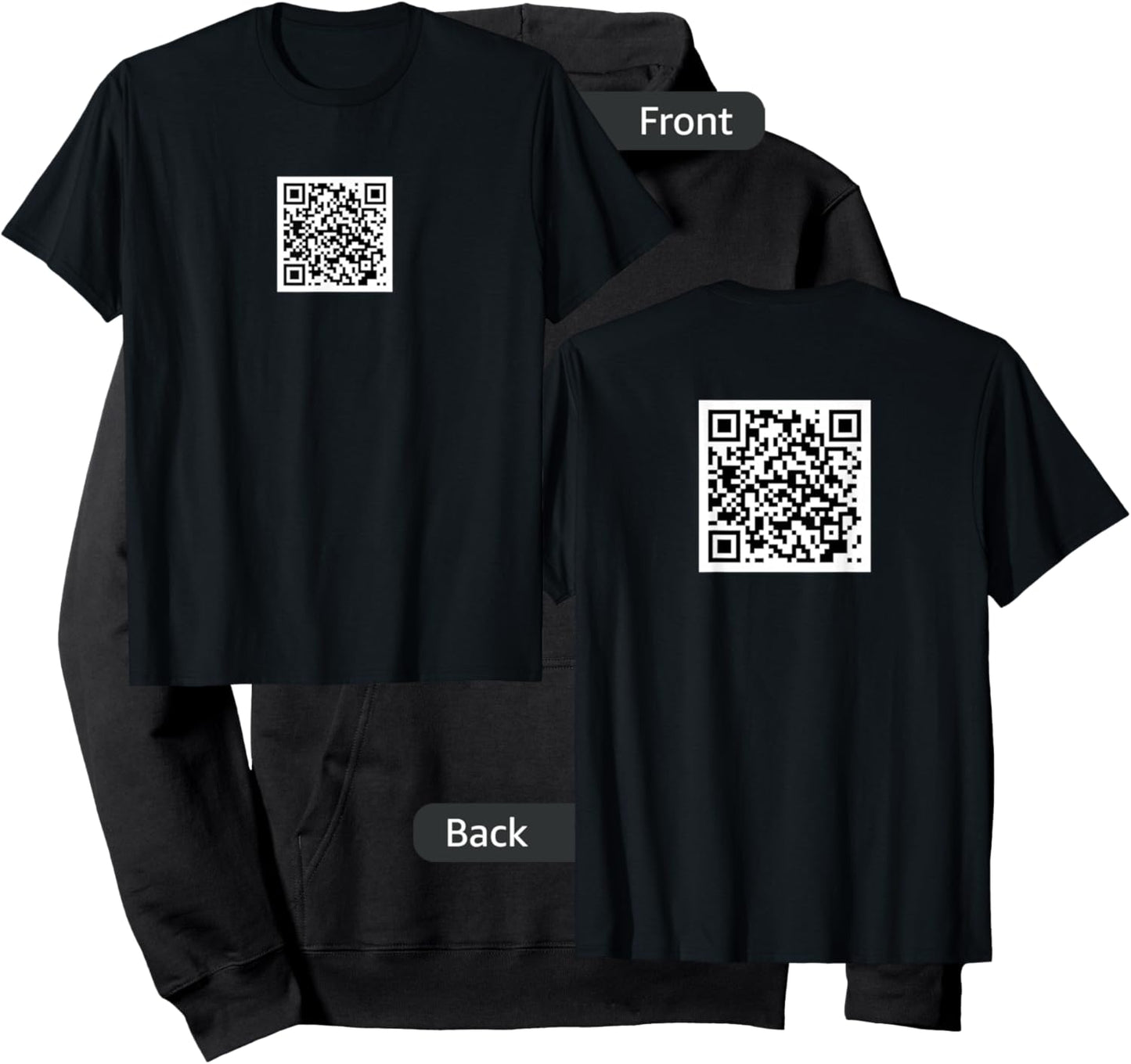 ProEvolutio -Adults Rick Roll QR Code - Black, Small - Short Sleeve, Classic Fit - Modern, Casual - Pre-printed QR Code Hoodie - Hoodie | Black