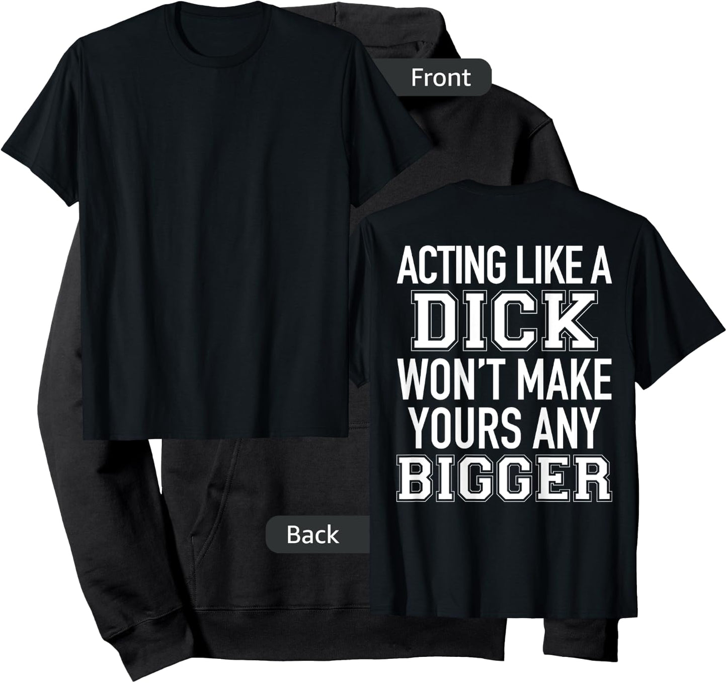 Acting Like A Dick Won't Make Yours Any Bigger Funny (BACK) Hoodie - Hoodie | Black
