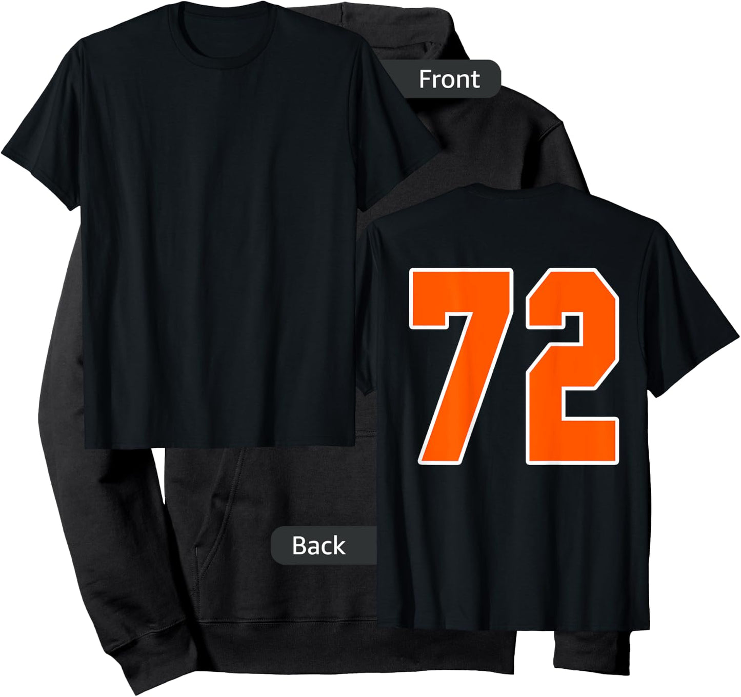 Back Print Orange Sports Block Number 72 For Sports Team Hoodie - Hoodie | Black