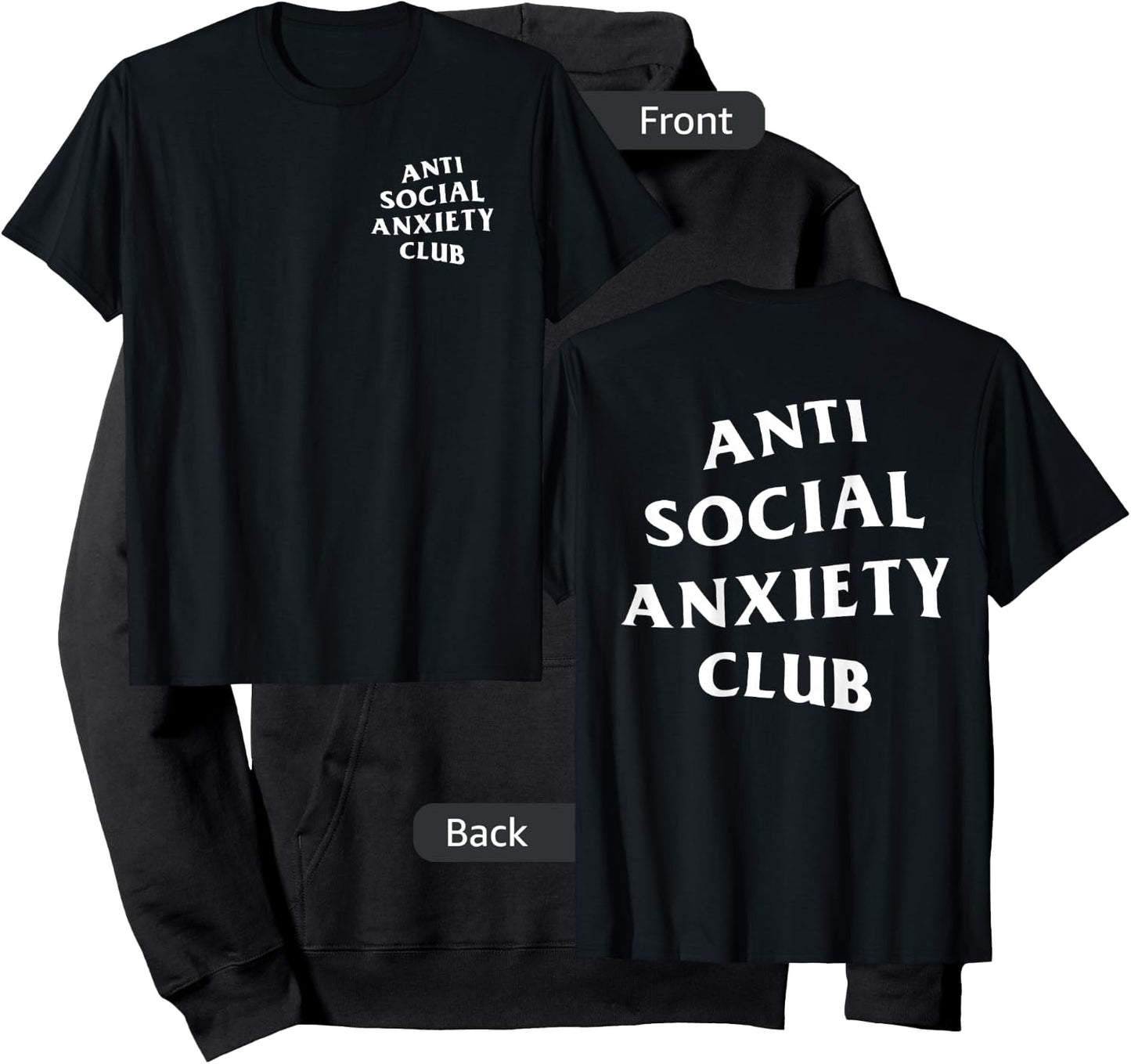 Anti Social Anxiety Club: Front + Back (White Logo) Hoodie - Hoodie | Black