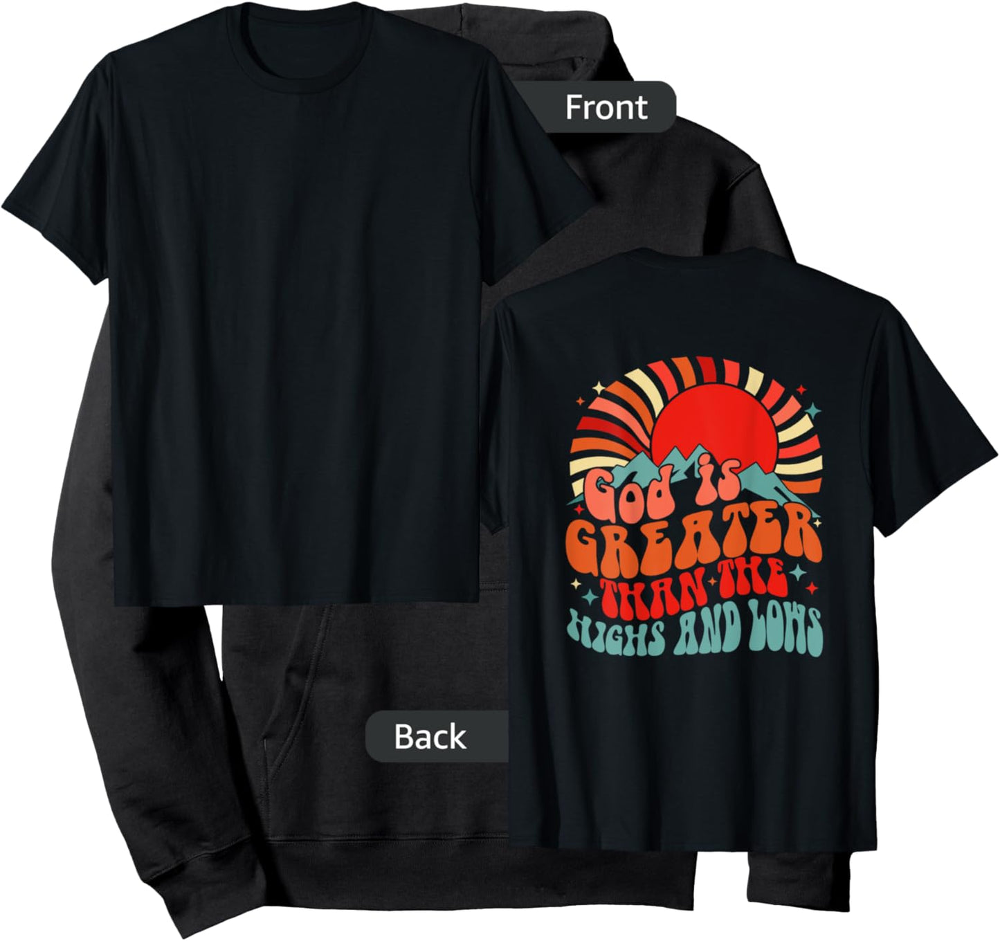 Vintage sunset mountain God is greater than the highs & low Hoodie - Hoodie | Black