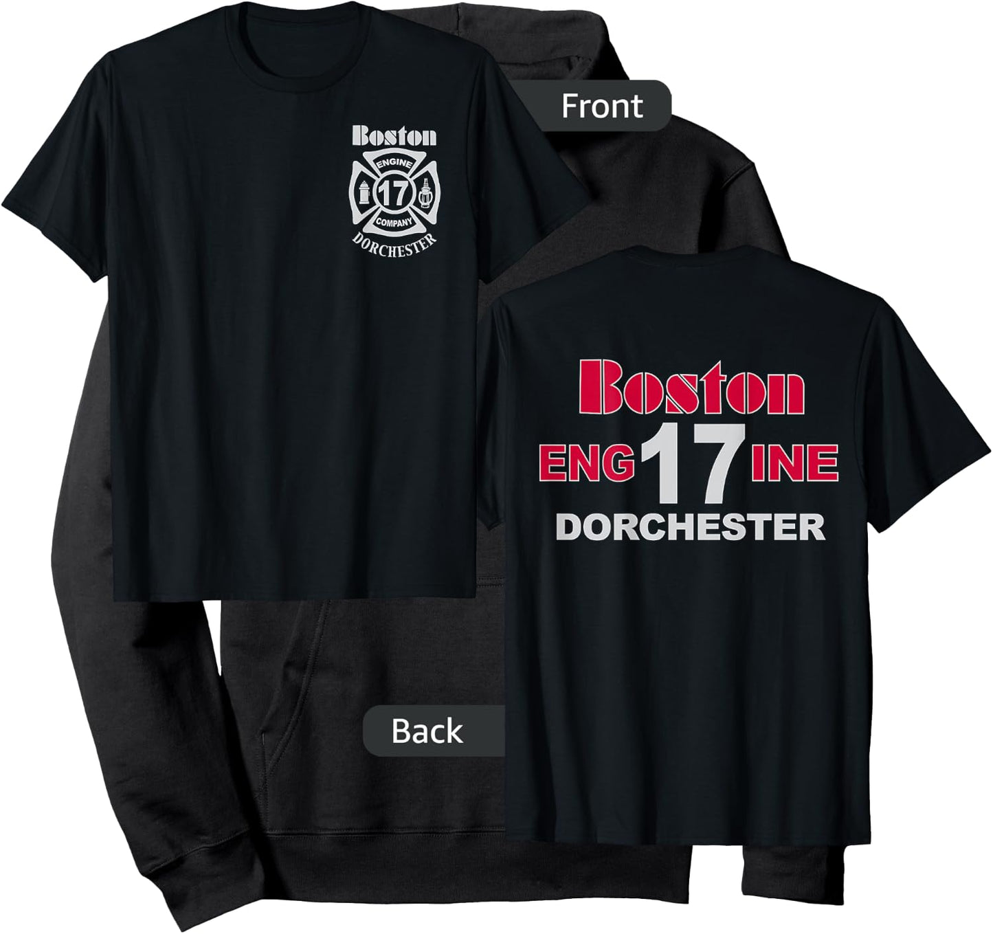 Boston Fire Department Engine 17 Dorchester - Light Graphics Hoodie - Hoodie | Black