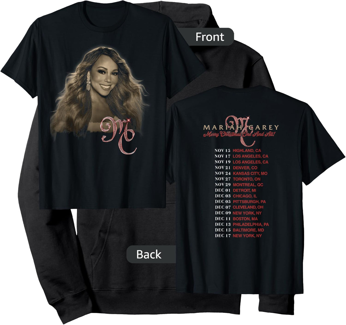 Mariah Carey Official Merry Christmas One & All Tour Photo Hoodie - Hoodie | Black