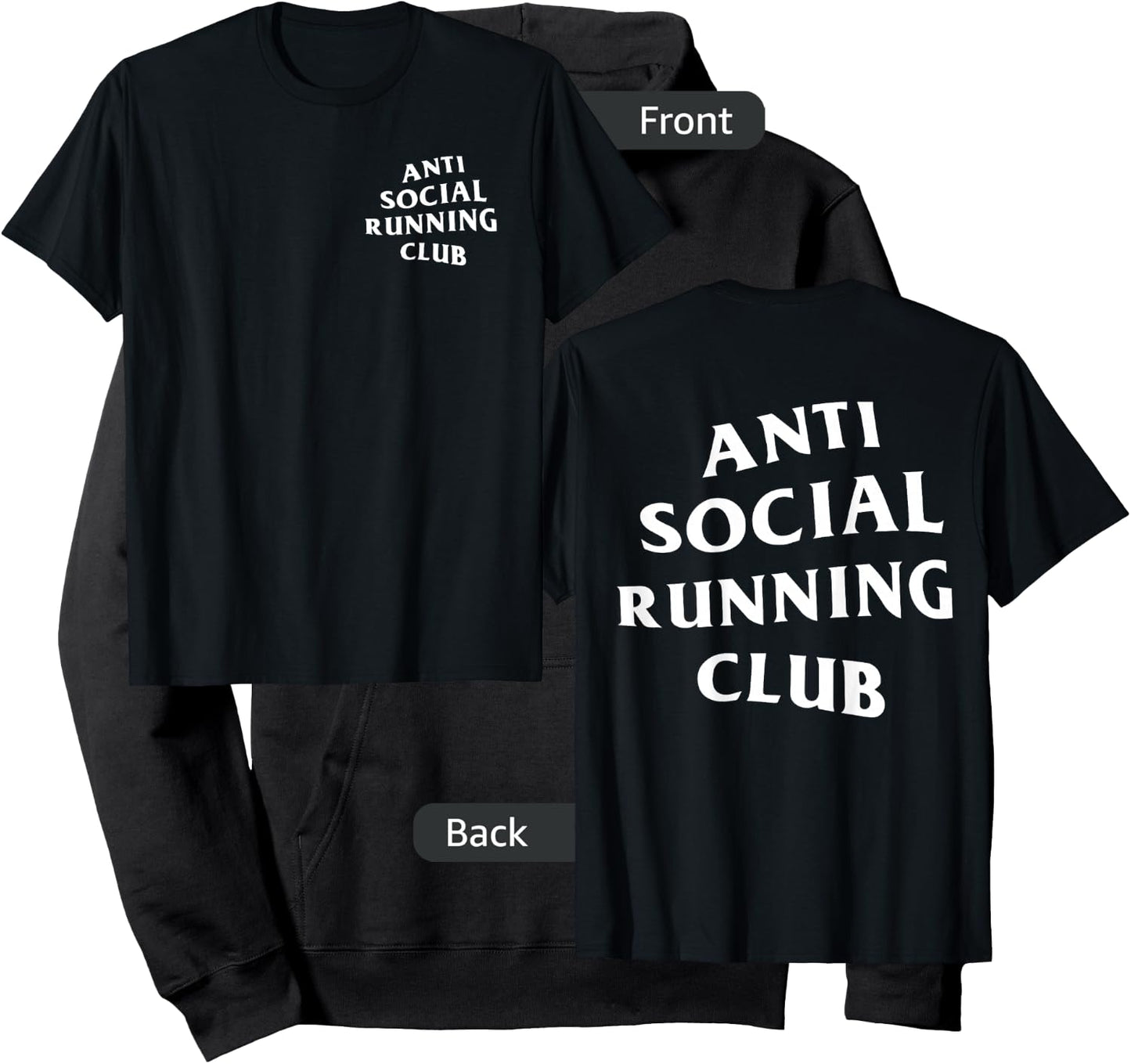 Anti Social Running Club: White (Front + Back) Hoodie - Hoodie | Black