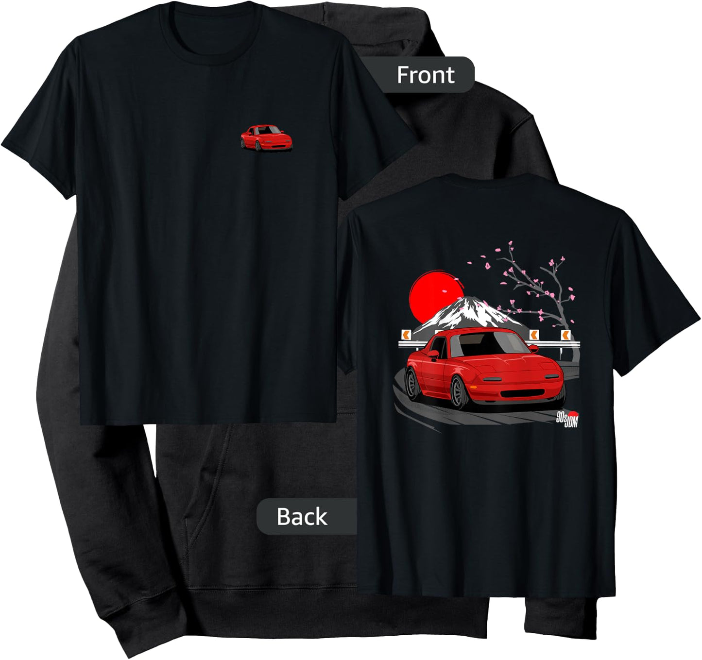 90s JDM MX Convertible Car 2-Side Graphic Hoodie - Hoodie | Black