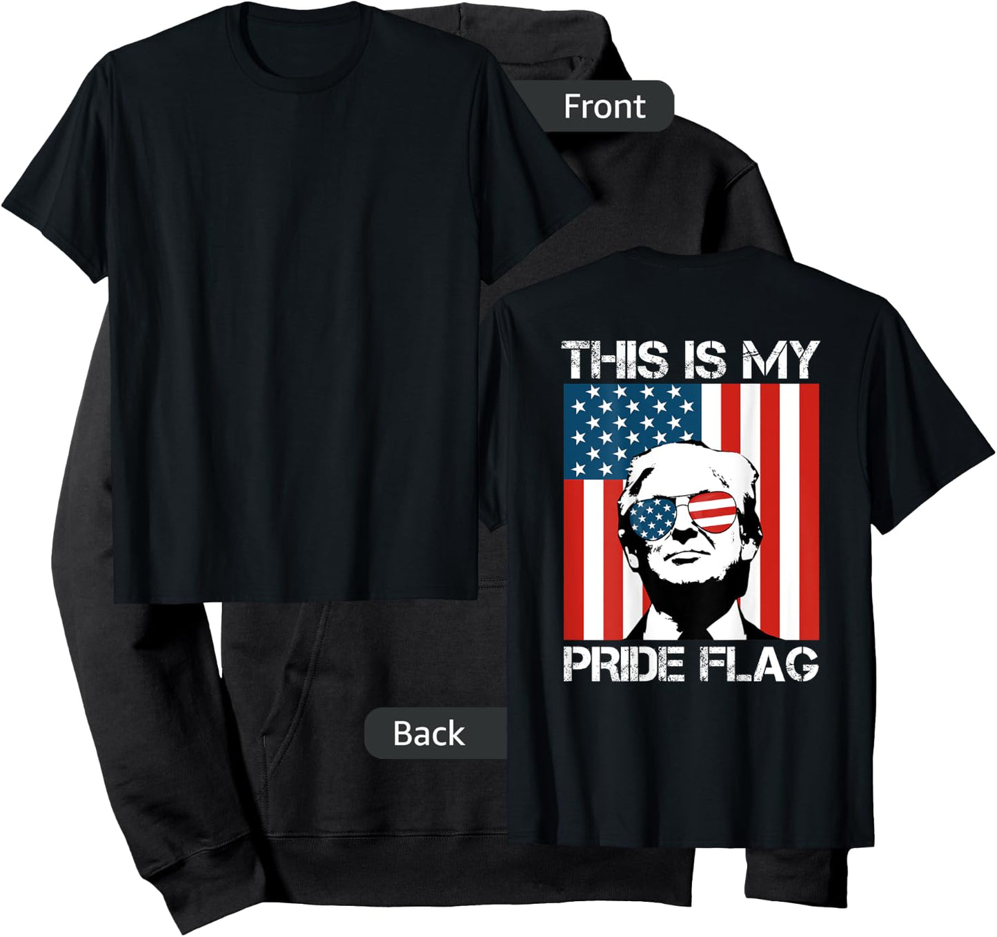 This Is My Pride Flag Trump American Flag 4th July On Back Men Hoodie - Hoodie | Black