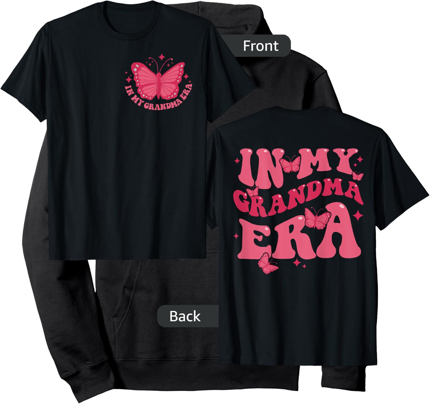 In My Grandma Era Baby Announcement for Mama Mom on Back Hoodie - Hoodie | Black