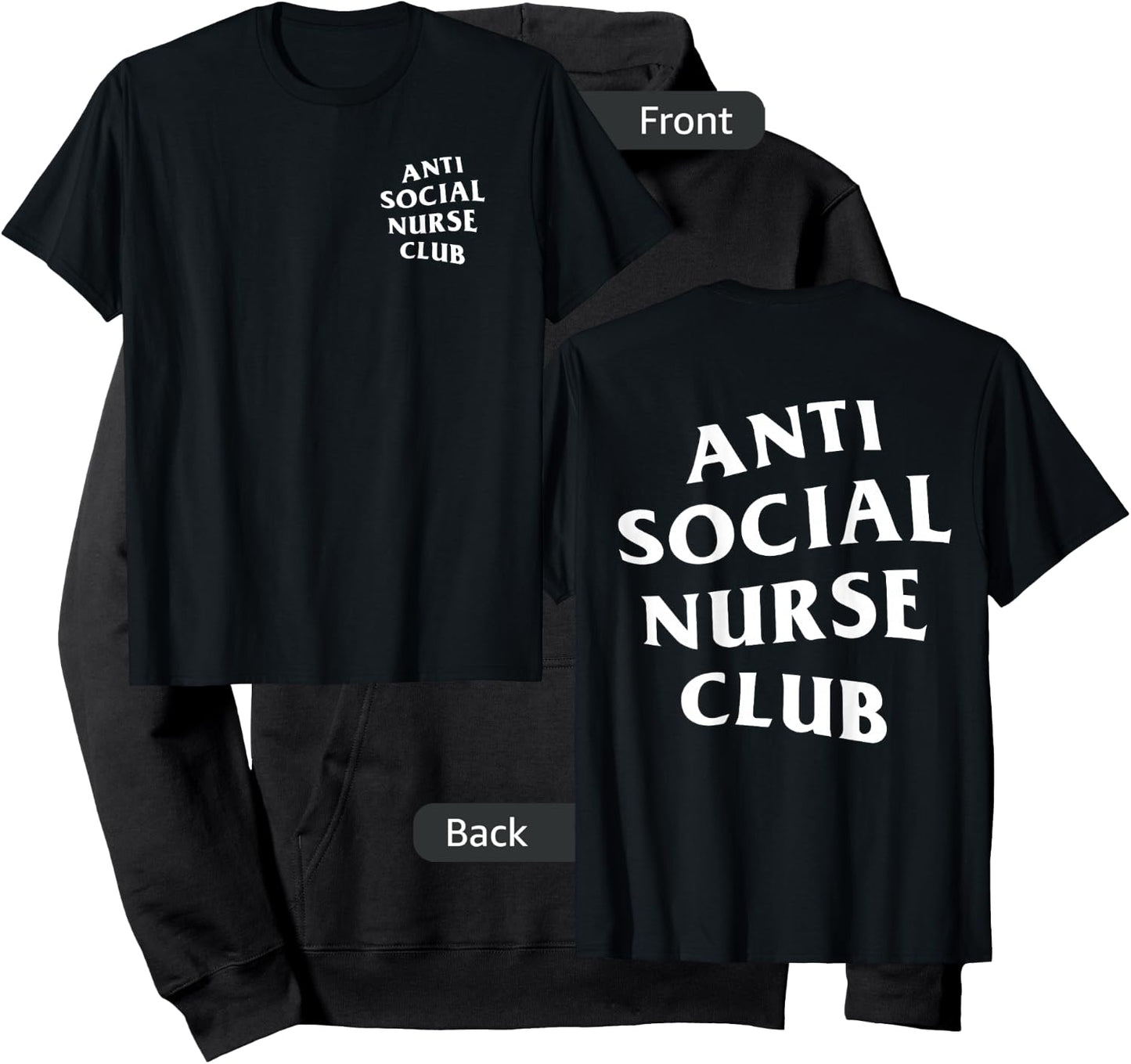 Anti Social Nurse Club: White (Front + Back) Hoodie - Hoodie | Black