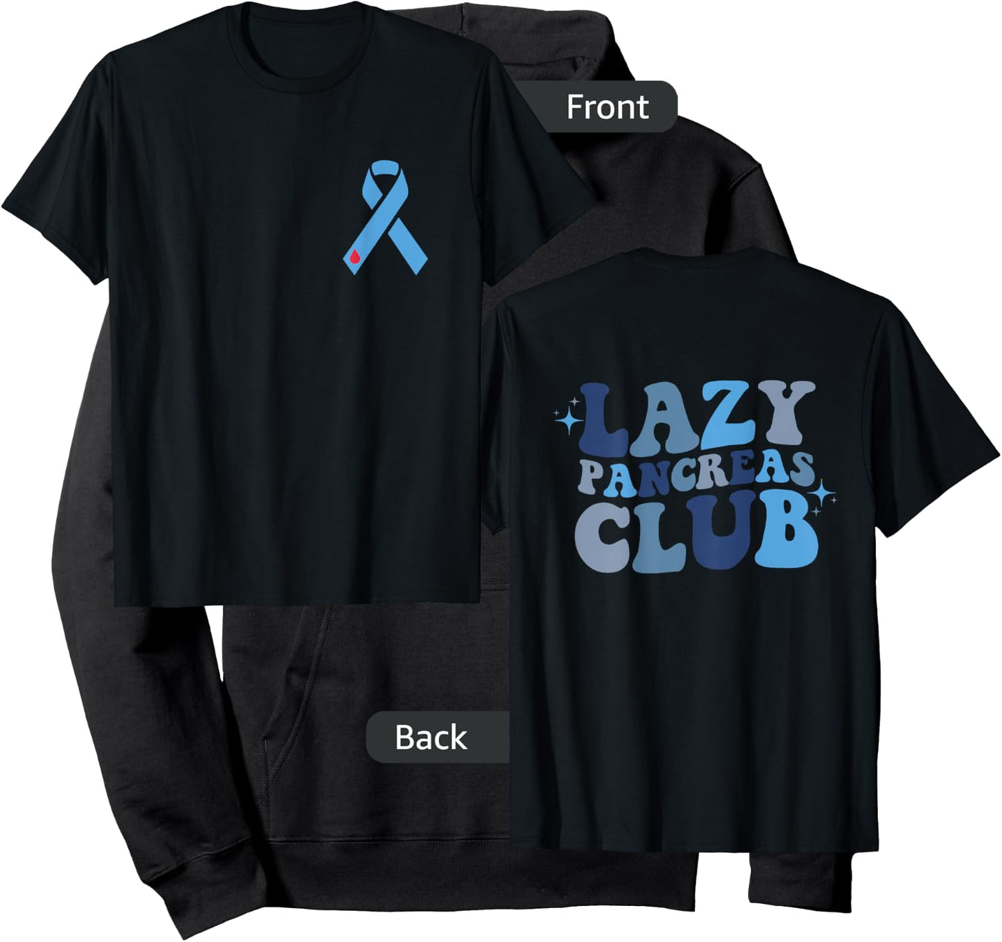 Lazy Pancreas Club Retro Diabetes Awareness Day ON BACK Hoodie - Hoodie | Black