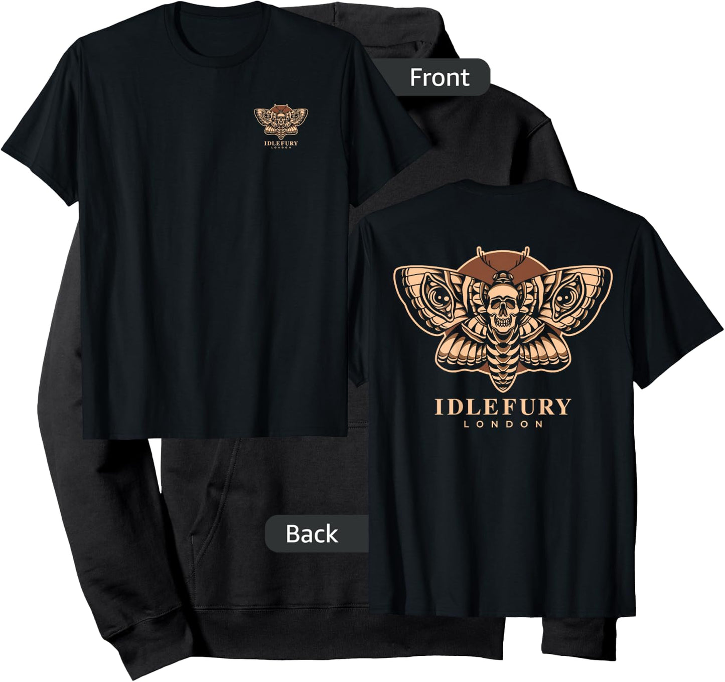 VIEW BACK PRINT Idle Fury Death Moth Skull Moth Butterfly Hoodie - Hoodie | Black