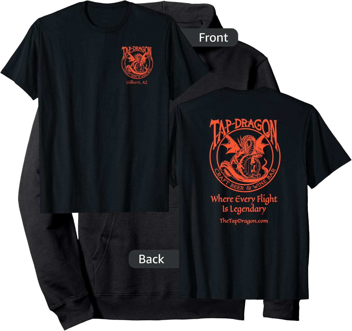 Tap Dragon Small On Top Logo Front Every Flight on Back Hoodie - Hoodie | Black