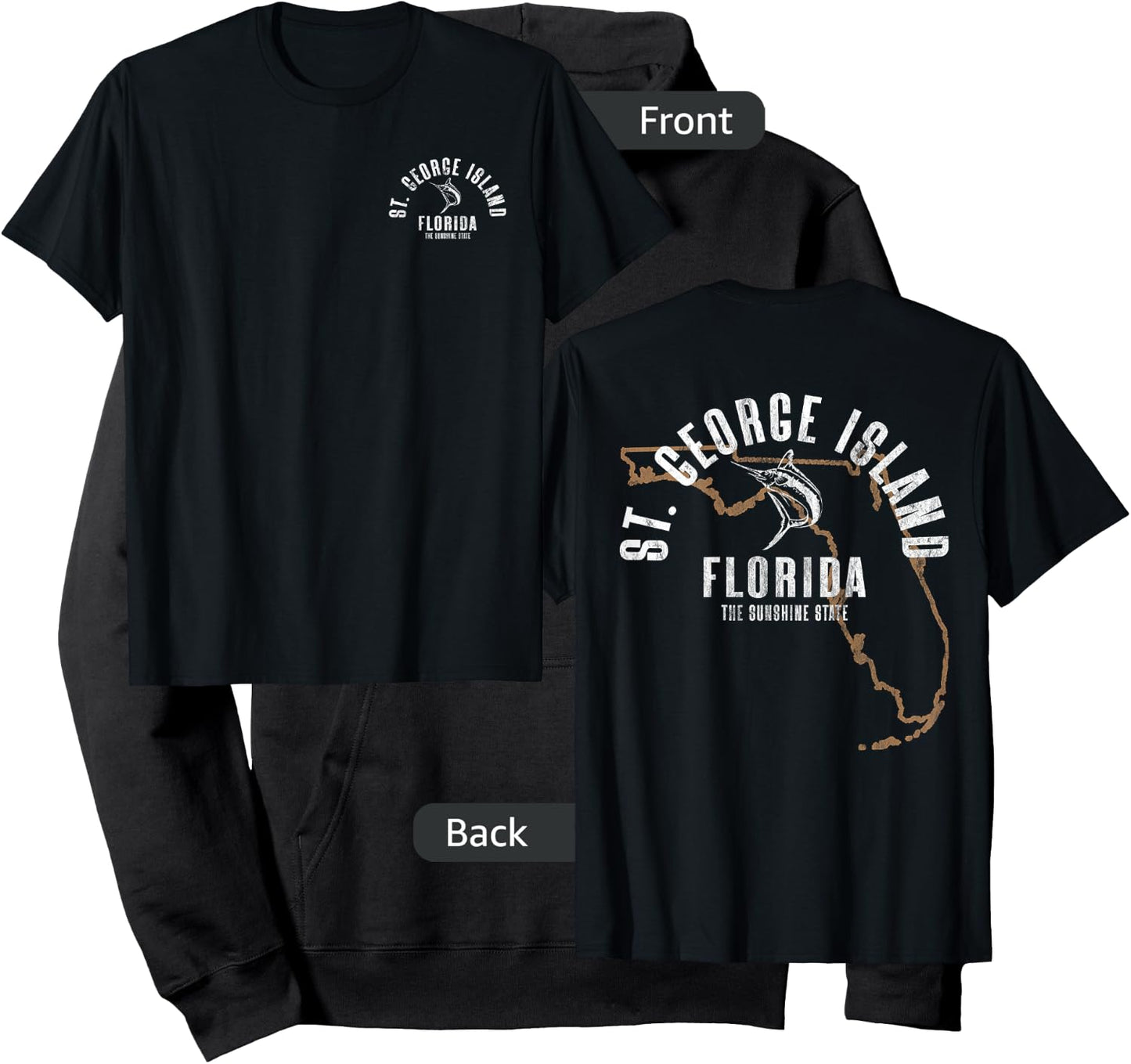 St. George Island Florida FL Retro Vintage Front & Back Hoodie - Hoodie | Black