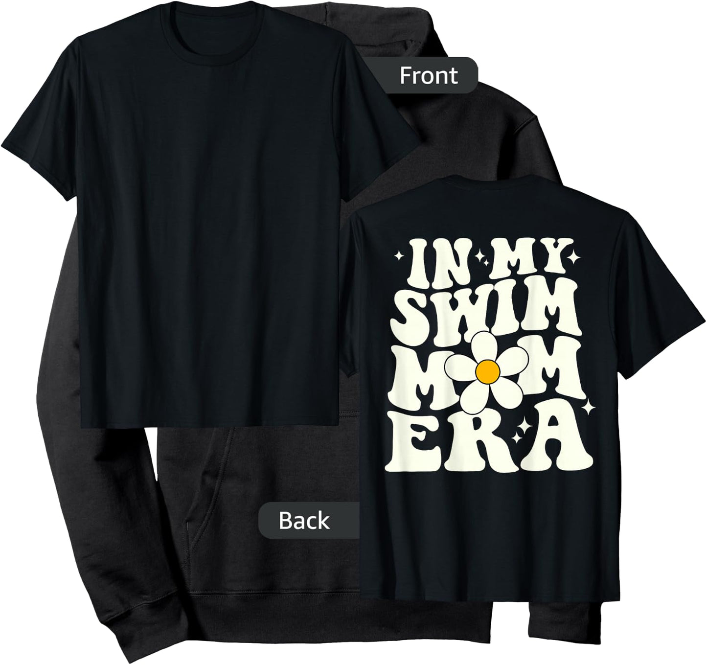 In My Swim Mom Era retro groovy swimming mom (ON BACK) Hoodie - Hoodie | Black