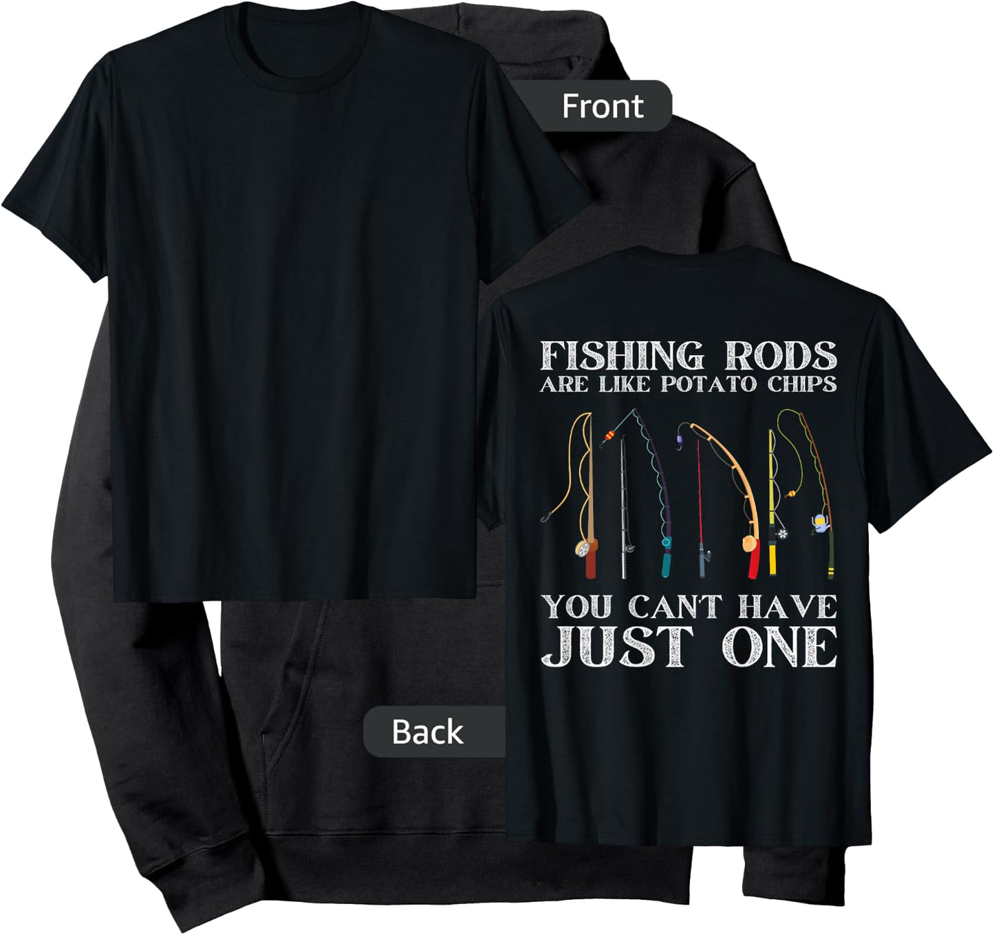 Fishing Rods Are Like Potato Chips Funny Fisherman (On Back) Hoodie - Hoodie | Black