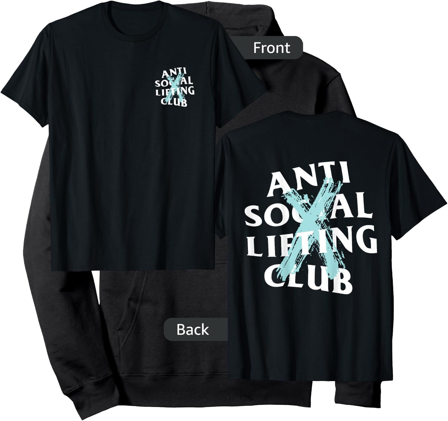 Anti Social Lifting Club: Canceled Aqua Blue (Front + Back) Hoodie - Hoodie | Black