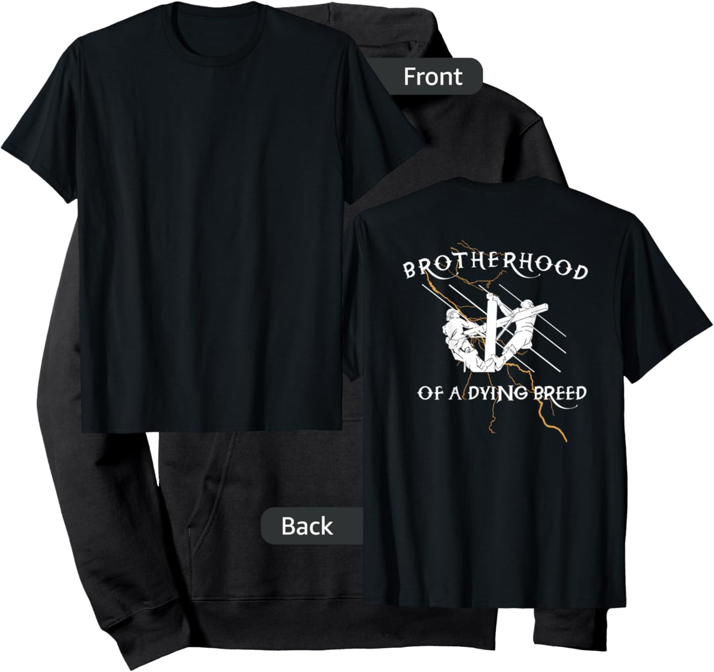 Lineman "Brotherhood Lightning Strike" Power Lineman Climber Hoodie - Hoodie | Black