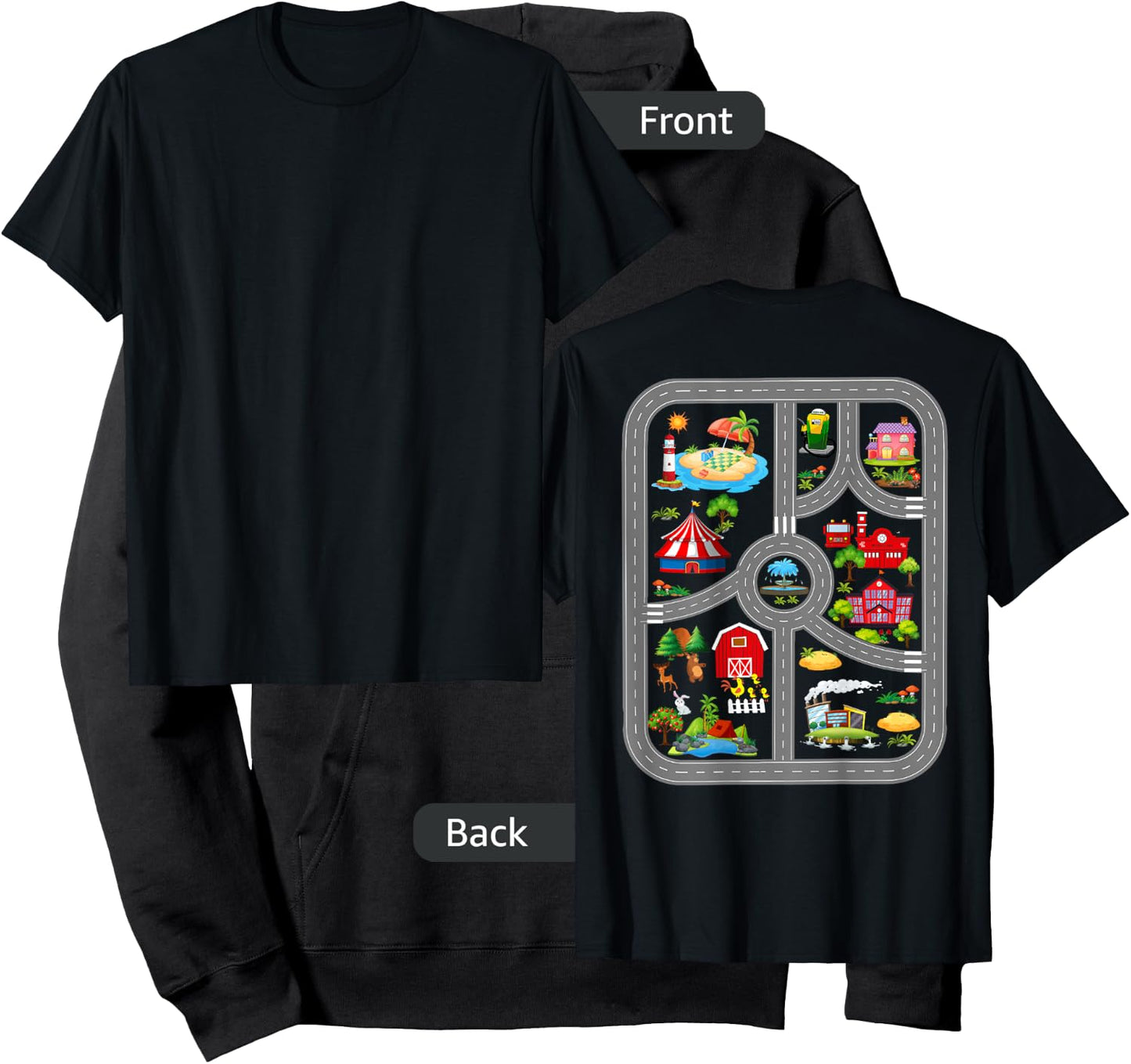 Play Cars On Dad's Back Mat Road Car Race Track Hoodie - Hoodie | Black