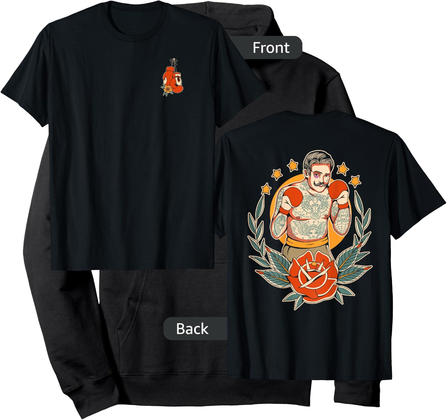 American Traditional Boxer Old School Tattoo Flash Boxing Hoodie - Hoodie | Black