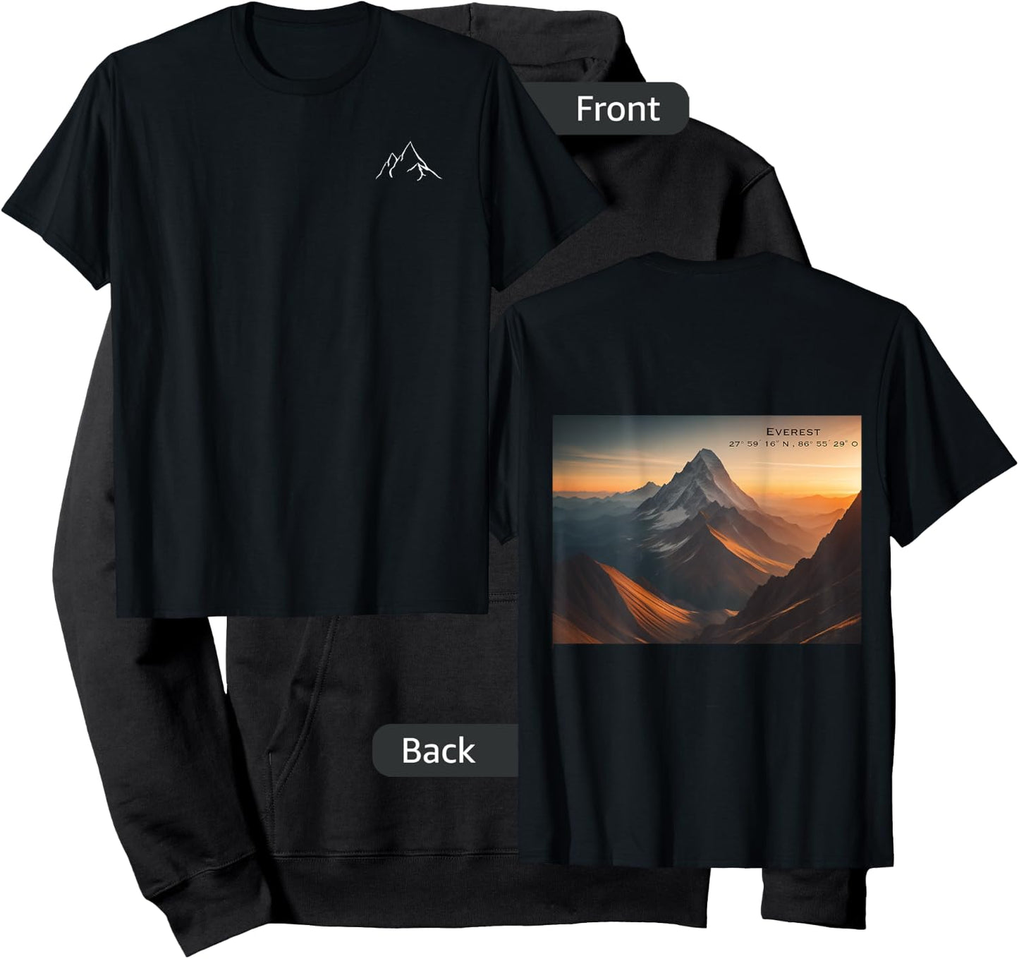 Everest Mountain Design with Back Print Hoodie - Hoodie | Black