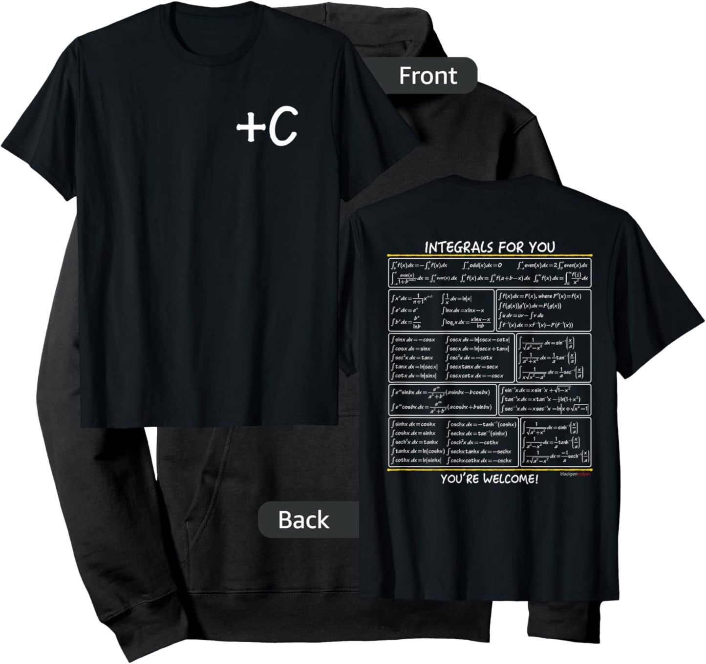 bprp math merch -Adults, -Kids Black Small Modern Short Sleeve +C integrals for you Hoodie - Hoodie | Black
