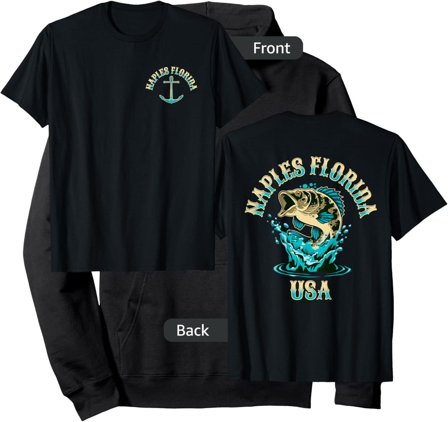 Naples Florida USA Fishing Design Hoodie - Hoodie | Black