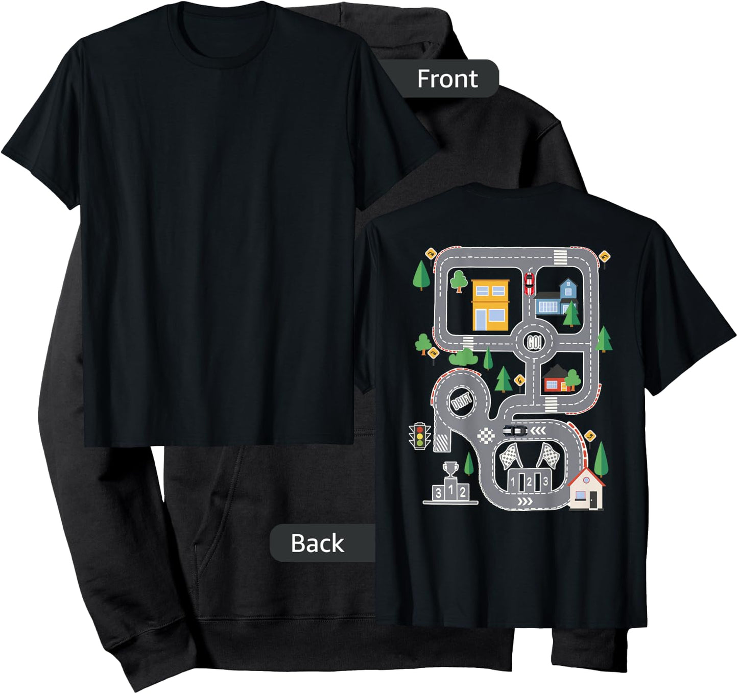 Cool Playmat Car Race Track On Back Cute Toddler Hoodie - Hoodie | Black