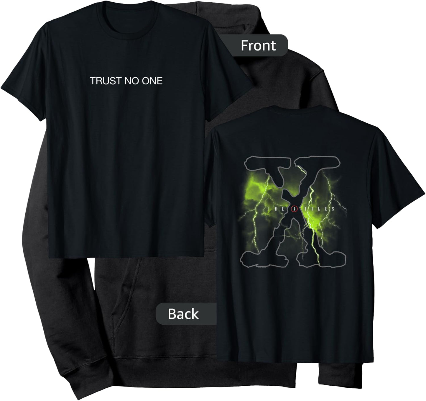 The X-Files Front and Back Trust No One with Logo 90's TV Hoodie - Hoodie | Black
